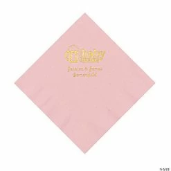 Coupon 🎁 Light Pink Baby Brewing Personalized Napkins with Gold Foil - 50 Pc. Luncheon ✨
