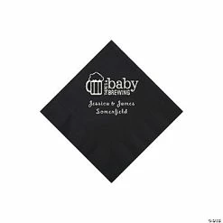 Discount ⌛ Black Baby Brewing Personalized Napkins with Silver Foil - 50 Pc. Beverage 💯