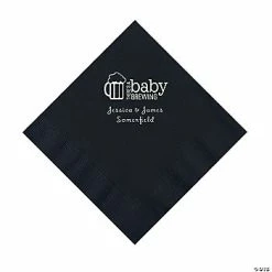 Buy 🔔 Black Baby Brewing Personalized Napkins with Silver Foil - 50 Pc. Luncheon 💯