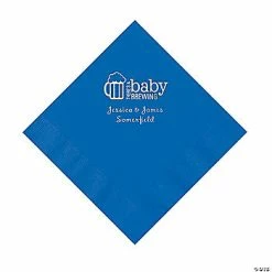 Hot Sale 🥰 Cobalt Blue Baby Brewing Personalized Napkins with Silver Foil - 50 Pc. Luncheon 💯