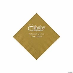 Buy ✨ Gold Baby Brewing Personalized Napkins with Silver Foil – 50 Pc. Beverage ✔️