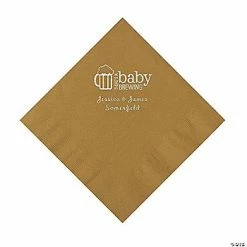Cheap ⌛ Gold Baby Brewing Personalized Napkins with Silver Foil – 50 Pc. Luncheon ⌛