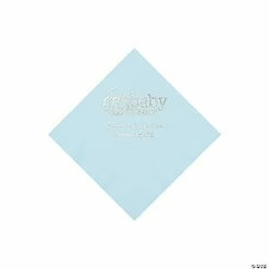 Cheapest 😉 Light Blue Baby Brewing Personalized Napkins with Silver Foil - 50 Pc. Beverage 🎉