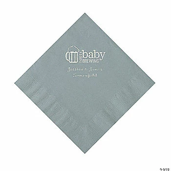 Promo ⌛ Silver Baby Brewing Personalized Napkins with Silver Foil - 50 Pc. Luncheon 👏 1 Promo ⌛ Silver Baby Brewing Personalized Napkins with Silver Foil - 50 Pc. Luncheon 👏