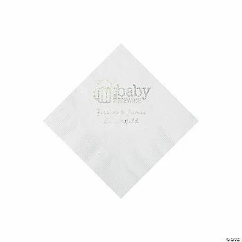 Brand new 🌟 White Baby Brewing Personalized Napkins with Silver Foil - 50 Pc. Beverage 😉 1 Brand new 🌟 White Baby Brewing Personalized Napkins with Silver Foil - 50 Pc. Beverage 😉