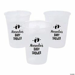 Brand new 🥰 White Personalized Baby Shower Footprints Plastic Cups - 40 Pc. 🥰