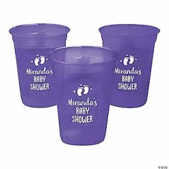 Discount 😉 Purple Personalized Baby Shower Footprints Cups - 40 Pc. 🎉