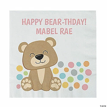 Flash Sale 💯 Personalized 1st 🥳 Birthday Girl Teddy Bear Paper Luncheon Napkins - 50 Pc. 🔔 1 Flash Sale 💯 Personalized 1st 🥳 Birthday Girl Teddy Bear Paper Luncheon Napkins - 50 Pc. 🔔