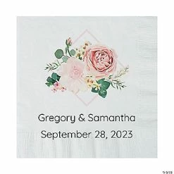 Cheap 👏 Personalized Blush Floral Paper Luncheon Napkins - 50 Pc. ⭐