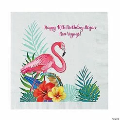 New 🔔 Personalized Flamingo Palm Paper Luncheon Napkins - 50 Pc. 🎁