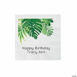 Promo ❤️ Personalized Palm Leaf Paper Beverage Napkins - 50 Pc. 🎁