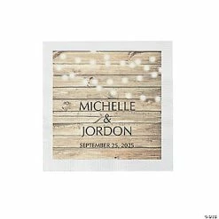 Coupon 💯 Personalized Rustic Wedding Beverage Paper Napkins - 50 Pc. 🎉