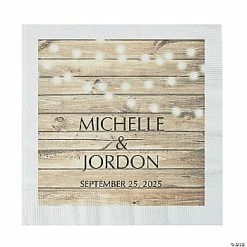 Discount ❤️ Personalized Rustic Wedding Paper Luncheon Napkins - 50 Pc. ❤️