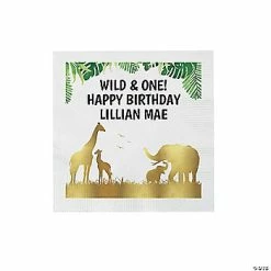 Flash Sale ✔️ Personalized Sophisticated Safari Paper Beverage Napkins - 50 Pc. ✨