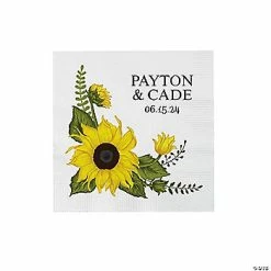 Promo 🎉 Personalized Sunflower Beverage Napkins – 50 Pc. ❤️