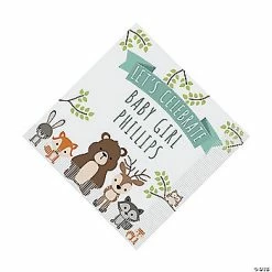Best Pirce 👏 Personalized Woodland Baby Shower Luncheon Paper Napkins - 50 Pc. ✨