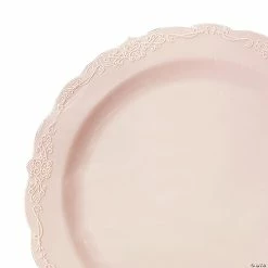 Discount 🔔 7.5" Pink Vintage Round Disposable Plastic Appetizer/Salad Plates (90 Plates) ✨