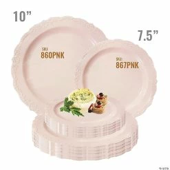 Discount 🔔 7.5" Pink Vintage Round Disposable Plastic Appetizer/Salad Plates (90 Plates) ✨ -Party Tableware Shop 7 5 pink vintage round disposable plastic appetizer salad plates 90 plates14274891 a03