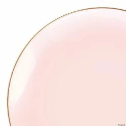 Flash Sale 🔔 7.5" Pink with Gold Rim Organic Round Disposable Plastic Appetizer/Salad Plates (70 Plates) ❤️