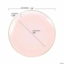 Flash Sale 🔔 7.5" Pink with Gold Rim Organic Round Disposable Plastic Appetizer/Salad Plates (70 Plates) ❤️ -Party Tableware Shop 7 5 pink with gold rim organic round disposable plastic appetizer salad plates 70 plates14274462 a02
