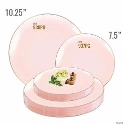 Flash Sale 🔔 7.5" Pink with Gold Rim Organic Round Disposable Plastic Appetizer/Salad Plates (70 Plates) ❤️ -Party Tableware Shop 7 5 pink with gold rim organic round disposable plastic appetizer salad plates 70 plates14274462 a03