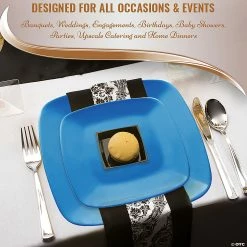 Best deal ⭐ 8.5" Blue Flat Rounded Square Disposable Plastic Buffet Plates (50 Plates) 😉 -Party Tableware Shop 8 5 blue flat rounded square disposable plastic buffet plates 50 plates14274026 a05