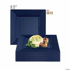 Promo 🌟 9.5" Midnight Blue Square Plastic Dinner Plates (40 Plates) ⭐ -Party Tableware Shop 9 5 midnight blue square plastic dinner plates 40 plates14275063 a03