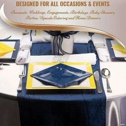 Promo 🌟 9.5" Midnight Blue Square Plastic Dinner Plates (40 Plates) ⭐ -Party Tableware Shop 9 5 midnight blue square plastic dinner plates 40 plates14275063 a05