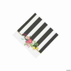 Deals ✔️ Black & White Striped Bridal Shower Beverage Napkins 🌟
