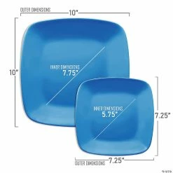 Hot Sale 🥰 Blue Flat Rounded Square Disposable Plastic Dinnerware Value Set (120 Dinner Plates + 120 Salad Plates) 😉 -Party Tableware Shop blue flat rounded square disposable plastic dinnerware value set 120 dinner plates 120 salad plates14274009 a02