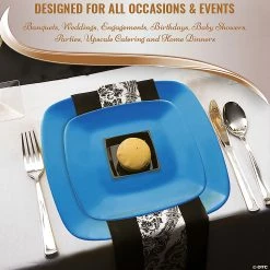 Cheapest 🥰 Blue Flat Rounded Square Disposable Plastic Dinnerware Value Set (120 Settings) 😍 -Party Tableware Shop blue flat rounded square disposable plastic dinnerware value set 120 settings14274001 a04