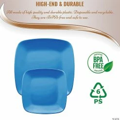 Wholesale 🔔 Blue Flat Rounded Square Disposable Plastic Dinnerware Value Set (40 Dinner Plates + 40 Salad Plates) ⌛ -Party Tableware Shop blue flat rounded square disposable plastic dinnerware value set 40 dinner plates 40 salad plates14274008 a03