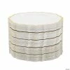 Cheap 🔥 Bulk Premium White Plastic Dinner Plates with Ornate Gold Trim - 72 Pc. 👍