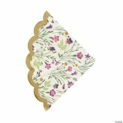 Best Sale 💯 Floral Gold Foil Scalloped Edge Paper Luncheon Napkins - 16 Pc. 👍