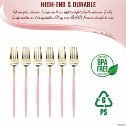 Best reviews of ⭐ Gold with Pink Handle Moderno Disposable Plastic Dinner Forks (120 Forks) ⭐ 6 Best reviews of ⭐ Gold with Pink Handle Moderno Disposable Plastic Dinner Forks (120 Forks) ⭐ -Party Tableware Shop gold with pink handle moderno disposable plastic dinner forks 120 forks14273826 a02
