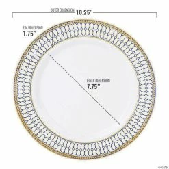 New ⭐ Kaya Collection 10.25" White with Blue and Gold Chord Rim Plastic Dinner Plates (120 Plates) 😍 -Party Tableware Shop kaya collection 10 25 white with blue and gold chord rim plastic dinner plates 120 plates14144747 a02
