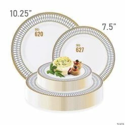 New ⭐ Kaya Collection 10.25" White with Blue and Gold Chord Rim Plastic Dinner Plates (120 Plates) 😍 -Party Tableware Shop kaya collection 10 25 white with blue and gold chord rim plastic dinner plates 120 plates14144747 a03