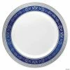 Coupon ❤️ Kaya Collection 10.25" White with Blue and Silver Royal Rim Plastic Dinner Plates (120 Plates) ❤️