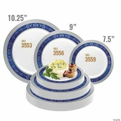 Coupon ❤️ Kaya Collection 10.25" White with Blue and Silver Royal Rim Plastic Dinner Plates (120 Plates) ❤️ -Party Tableware Shop kaya collection 10 25 white with blue and silver royal rim plastic dinner plates 120 plates14144748 a03