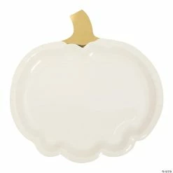 New ⌛ Lil’ Pumpkin White & Gold Paper Dinner Plates - 8 Ct. 😍