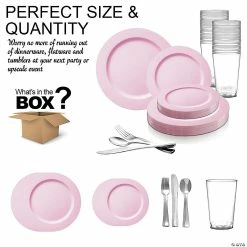 Flash Sale ⭐ Matte Pink Round Disposable Plastic Dinnerware Value Set (20 Settings) ⌛ -Party Tableware Shop matte pink round disposable plastic dinnerware value set 20 settings14274073 a02