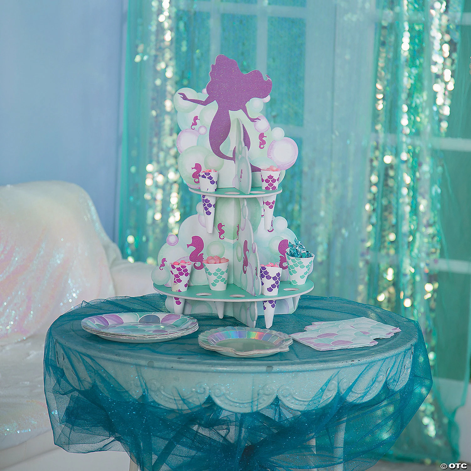 Budget βοΈ Mermaid Sparkle Treat Stand with Cones - 25 Pc. π 2 Budget βοΈ Mermaid Sparkle Treat Stand with Cones - 25 Pc. π - Image 2