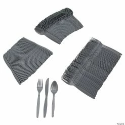 Buy โจ Metallic Silver Rolled Cutlery Kit for 100 Guests โ