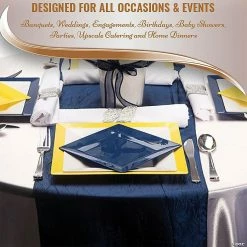 Hot Sale 🔥 Midnight Blue Square Plastic Dinnerware Value Set (120 Dinner Plates + 120 Salad Plates) 👍 -Party Tableware Shop midnight blue square plastic dinnerware value set 120 dinner plates 120 salad plates14274856 a05