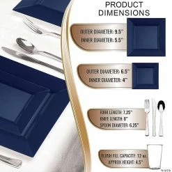 Party Tableware Shop -Party Tableware Shop midnight blue square plastic dinnerware value set 20 settings14274821 a01