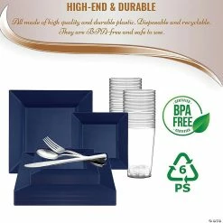 Outlet 😍 Midnight Blue Square Plastic Dinnerware Value Set (20 Settings) 🌟 -Party Tableware Shop midnight blue square plastic dinnerware value set 20 settings14274821 a04