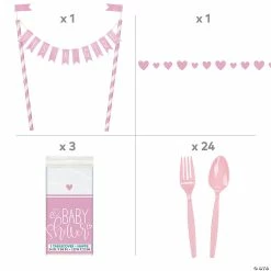 Coupon 🤩 Pink Heart Baby Shower Tableware Kit for 24 Guests ✔️ -Party Tableware Shop pink heart baby shower tableware kit for 24 guests13973030 a02