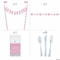 Hot Sale 👏 Pink Heart Baby Shower Tableware Kit for 8 Guests 🤩 -Party Tableware Shop pink heart baby shower tableware kit for 8 guests13973029 a02