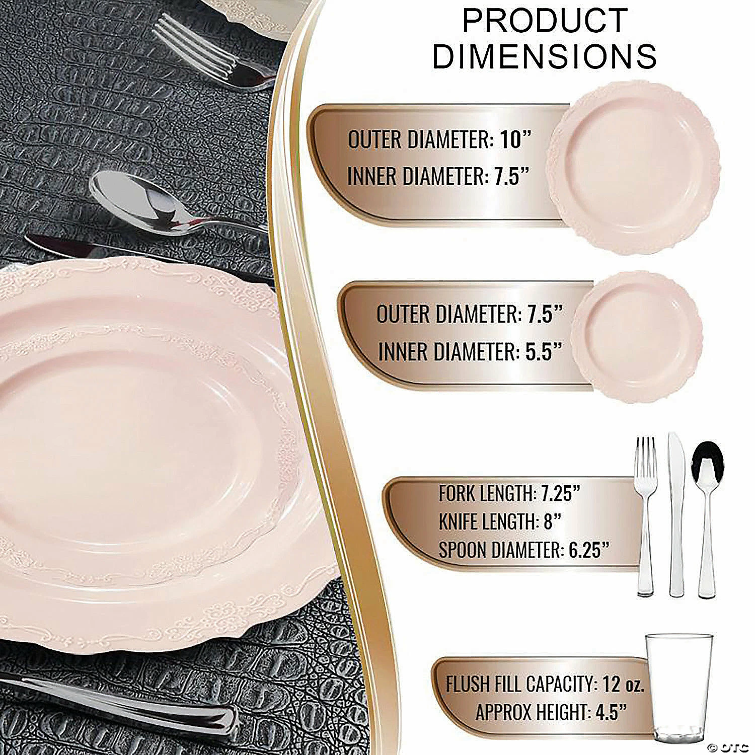 Best Sale ⭐ Pink Vintage Round Disposable Plastic Dinnerware Value Set (20 Settings) ❤️ 2 Best Sale ⭐ Pink Vintage Round Disposable Plastic Dinnerware Value Set (20 Settings) ❤️ - Image 2
