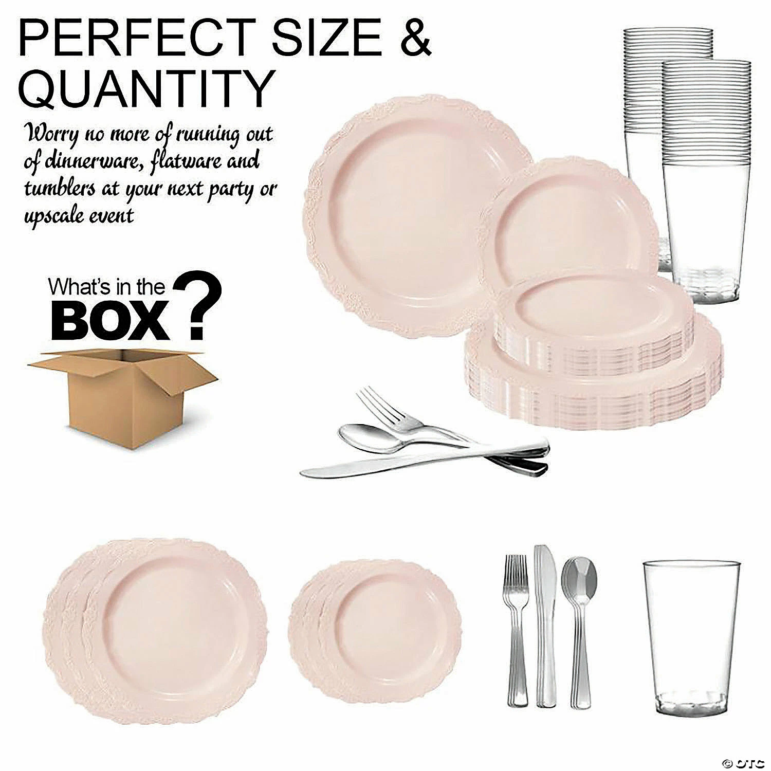 Best Sale ⭐ Pink Vintage Round Disposable Plastic Dinnerware Value Set (20 Settings) ❤️ 3 Best Sale ⭐ Pink Vintage Round Disposable Plastic Dinnerware Value Set (20 Settings) ❤️ - Image 3